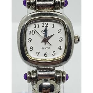 LAX women's dress watch. LAX751A 012. Small square face Decorative bangle band